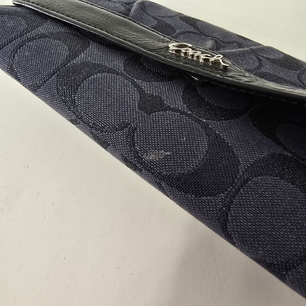 Coach Soho Ashley Leather Signature CC Checkbook Wallet W/ Insert Midnight Blue - Picture 5 of 11